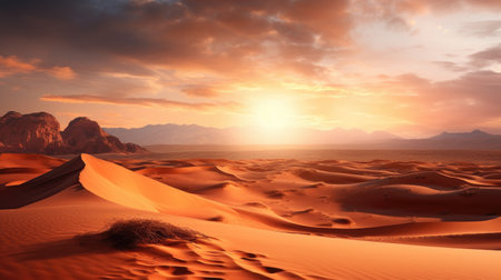 Desert landscape with sand dunes. Generative AIの素材