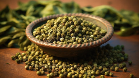 Dried green peppercorn. Generative AIの素材