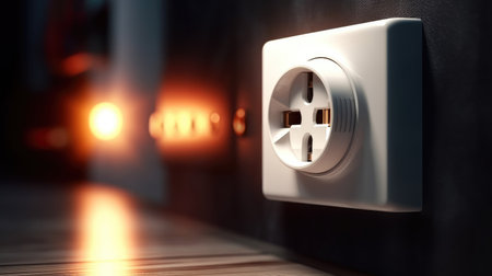 Electric plug and wall socket. Generative AIの素材