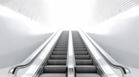 Escalator isolated on white background. Generative AIの素材