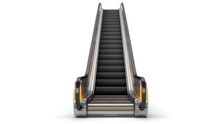 Escalator isolated on white background. Generative AIの素材