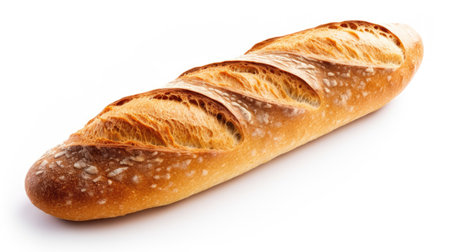 French baguette isolated on white background. Generative AIの素材