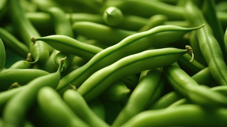 Full frame close-up of Green Beans. Generative AIの素材