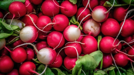 Full frame close-up of Radishes. Generative AIの素材