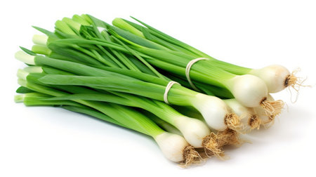 Green onions isolated on a white background. Generative AIの素材