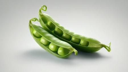 Green peas in a pod isolated on white background. Generative AIの素材