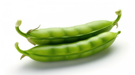 Green peas in a pod isolated on white background. Generative AIの素材