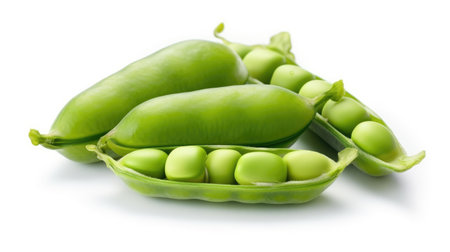 Green peas in a pod isolated on white background. Generative AIの素材