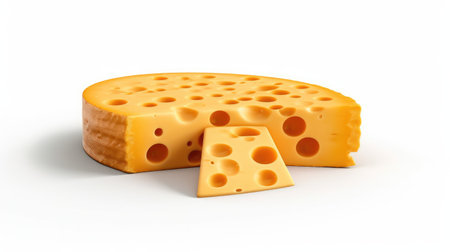 Hard cheese isolated on white background. Generative AIの素材