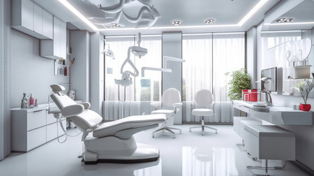 Modern dentists office with chair. Generative AIの素材