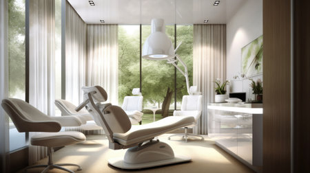 Modern dentists office with chair. Generative AIの素材