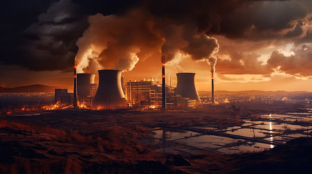 Nuclear power station. Generative AIの素材