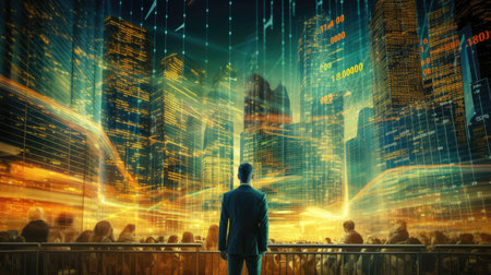 Perspective view of stock market growth business. Generative AIの素材