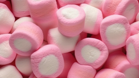Pink and white sweet fluffy marshmallows. Generative AIの素材