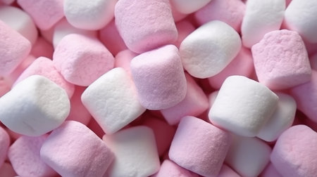 Pink and white sweet fluffy marshmallows. Generative AIの素材