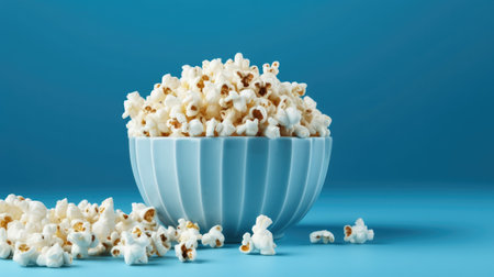 Popcorn On blue Background. Generative AIの素材