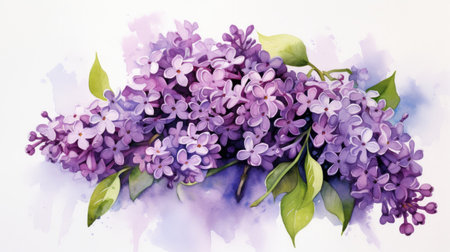 Purple lilac flower on white background. Generative AIの素材