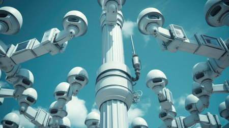 Security camera in the city close-up. Generative AIの素材