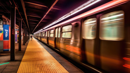 Subway long exposure. Generative AIの素材