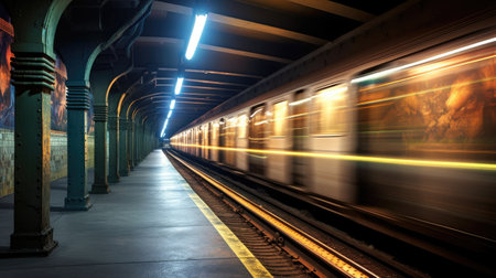 Subway long exposure. Generative AIの素材