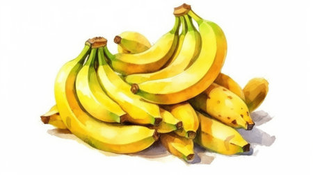 Watercolor bunch of bananas isolated. Generative AIの素材