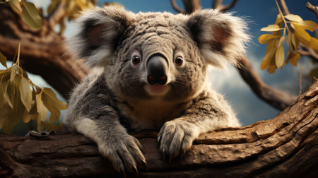 A koala bear on a tree branch. Generative AI.の素材