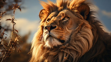 A lion with a mane. Generative AI.の素材