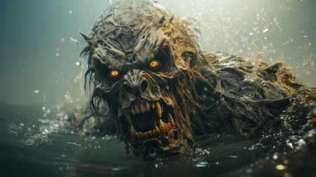 A monster in the water . Create a captivating 8k Hyperの素材