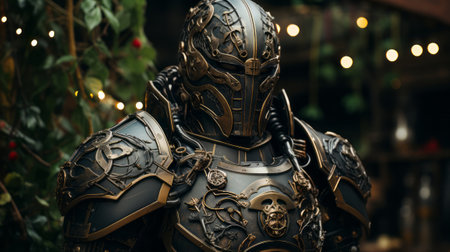 A person in a suit of armor. Generative AI.の素材