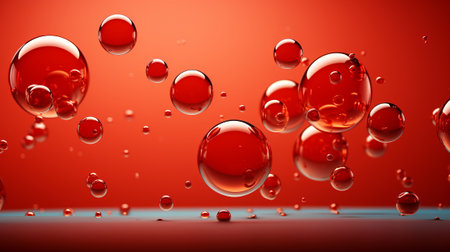 A picture of a bunch of circles on a red background. Generative AI.の素材