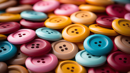 A pile of colorful buttons. Generative AI.の素材