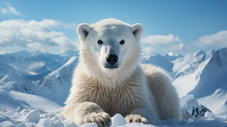 A polar bear looking at the camera. Generative AI.の素材