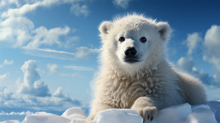 A polar bear looking at the camera. Generative AI.の素材
