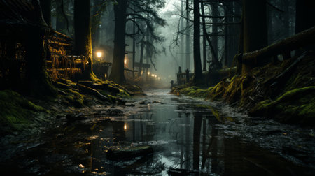A puddle in the woodsの素材