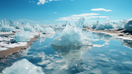 A salt formations in a body of water. Generative AI.の素材