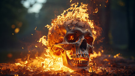 A skull on fire . Create a captivating 8k Hyper Detailの素材