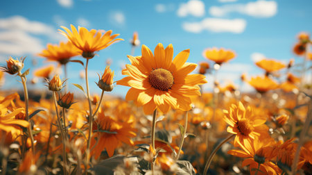 A sunflower in a field. Generative AI.の素材