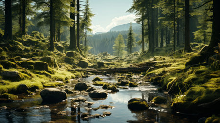A tall tree in a forest . 8k ultra realistic. commerciの素材