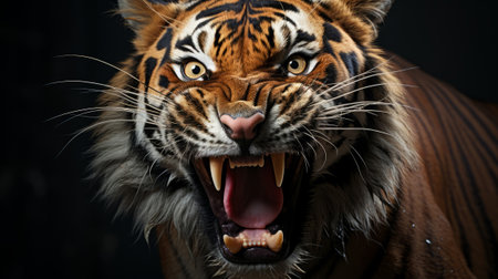 A tiger with its mouth open . 8k ultra realistic. commの素材