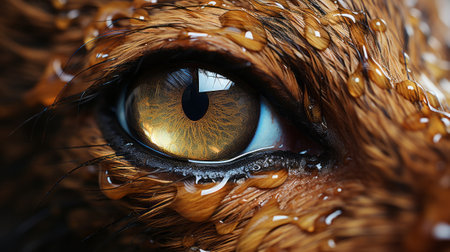 A wet brown animal nose close-up. Generative AI.の素材