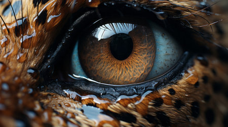 A wet brown animal nose close-up. Generative AI.の素材