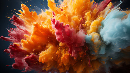 A yellow and red explosion. Generative AI.の素材