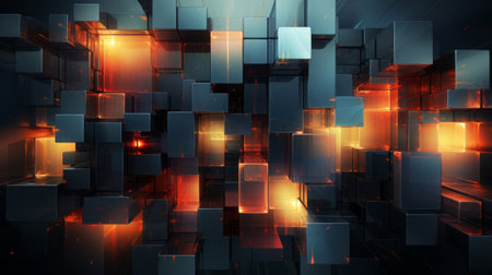 Abstract background with squares. Generative AI.の素材
