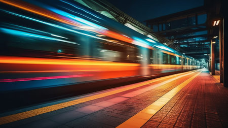 Abstract long exposure dynamic speed light trails in aの素材