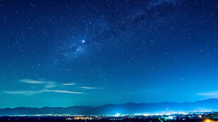 Beautiful sky night with stars background. Generative AI.の素材