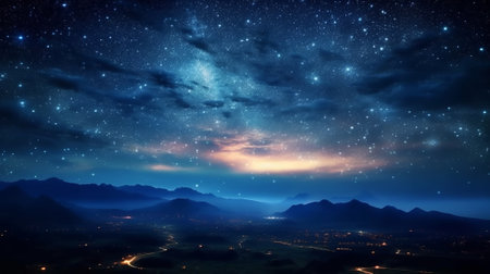 Beautiful sky night with stars background. Generative AI.の素材