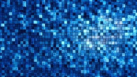 Blue Pixelated background. Generative AI.の素材