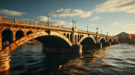 Bridge over the river. Generative AI.の素材