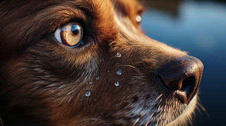 Close up of a dog nose. Generative AI.の素材