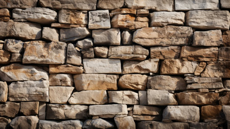 Close-up of a stone wall background. Generative AI.の素材